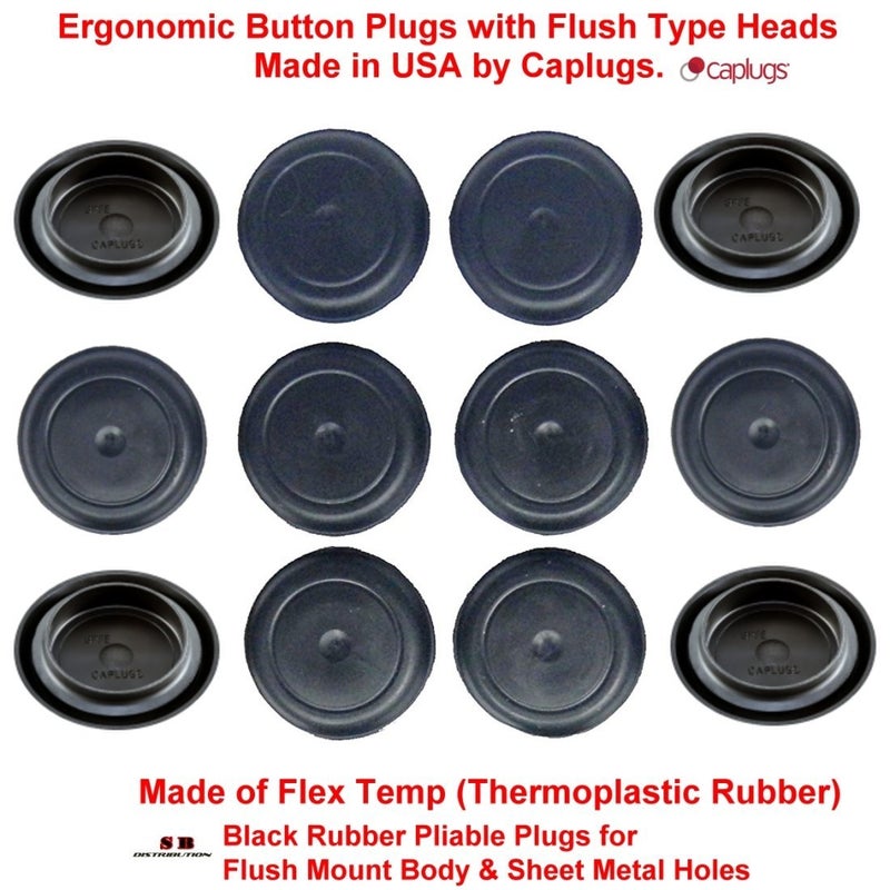 Caplugs (Pack of 10) 1" - (1.00 inch) Black Rubber Plugs || for Flush Mount Body and Sheet Metal Holes. Ergonomic Button Plugs with Flush-Type Heads || Made in USA by CAPLUGS | Fits 1" Hole Diameter - Image 4
